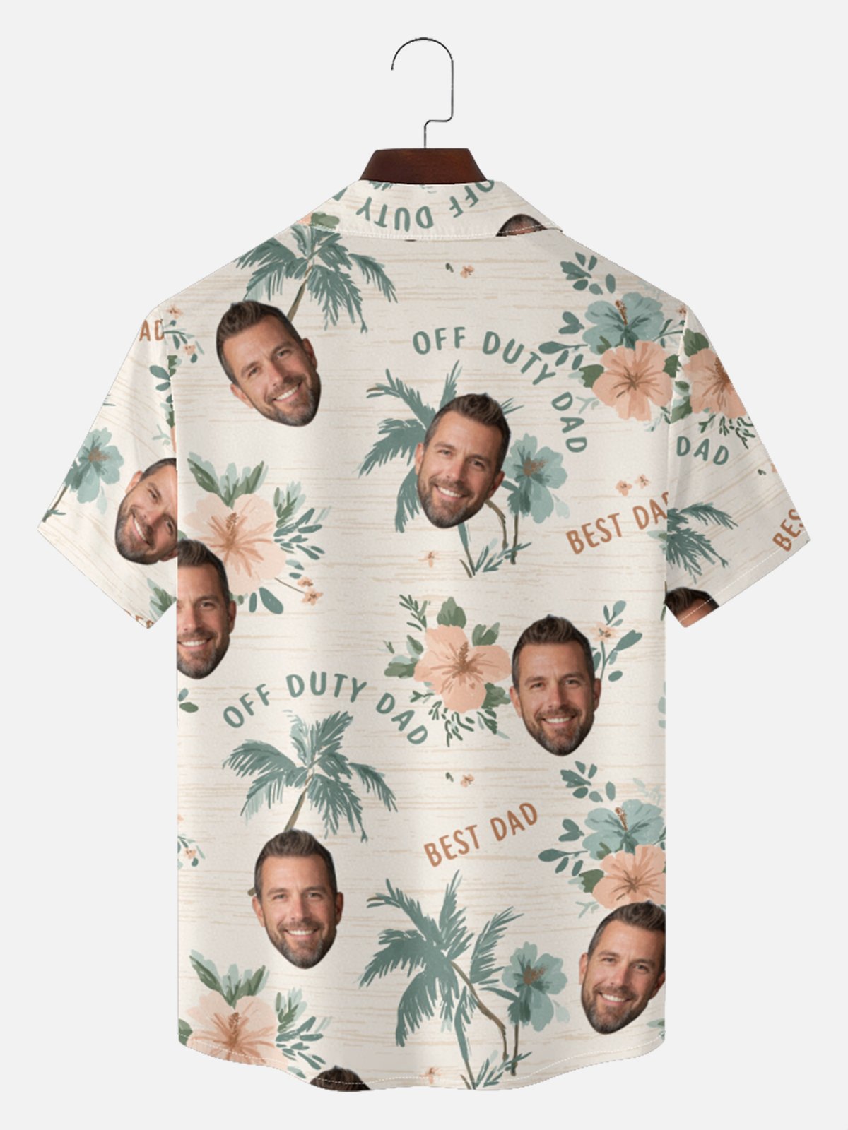 Tall  Men's Custom Face "Best Dad" Hawaiian Short Sleeve Shirt Eleven Oasis