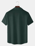 Men's Vintage Panel Camp Collar Short Sleeve Shirt ElevenOasis