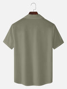 Men's Basic 50s Style Camp Collar Bowling Short Sleeve Shirt ElevenOasis