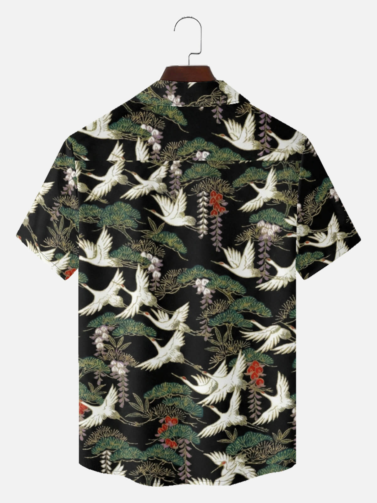 Men's Japanese Crane & Pine Camp Collar Short Sleeve Shirt Eleven Oasis