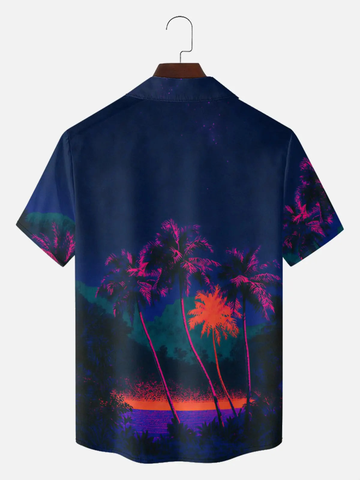 Men's Neon Palm Sunset Camp Collar Short Sleeve Shirt Eleven Oasis
