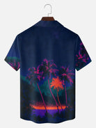 Men's Neon Palm Sunset Camp Collar Short Sleeve Shirt Eleven Oasis