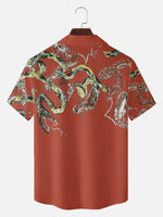 Men's Japanese Snake Skeleton Print Short Sleeve Shirt Eleven Oasis