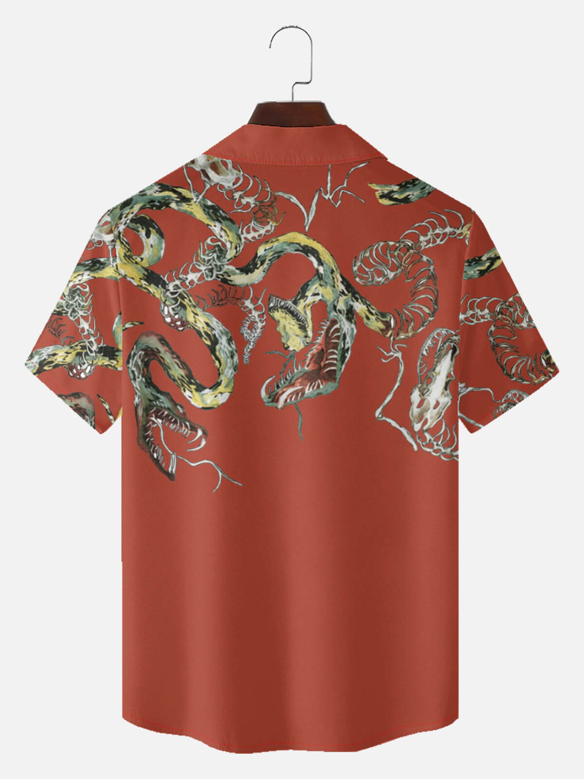 Men's Japanese Snake Skeleton Print Short Sleeve Shirt Eleven Oasis