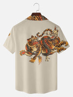 Tall Men's Japanese Tiger & Dragon Clash Short Sleeve Shirt Eleven Oasis