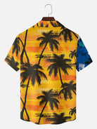 Men's Split Floral Palm Sunset Camp Collar Short Sleeve Shirt Eleven Oasis