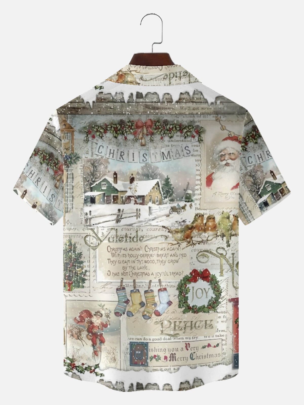 Tall Men's Vintage Christmas Postcards Short Sleeve Shirt Eleven Oasis