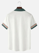 Men's Classic Vertical Stripe Bowling Short Sleeve Shirt ElevenOasis