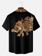 Men's Japanese Tiger & Dragon Clash Short Sleeve Shirt ElevenOasis