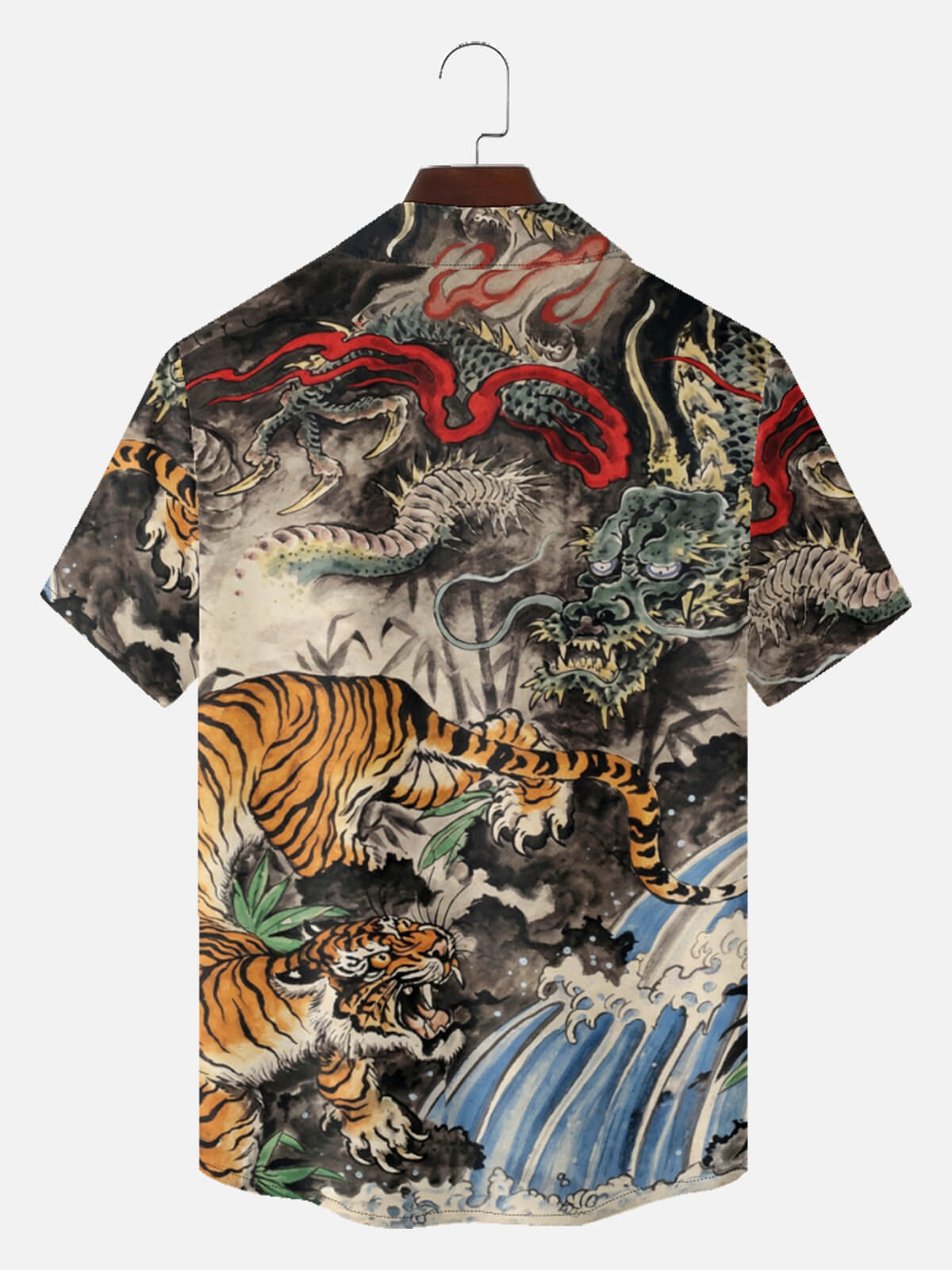 Tall Men's Japanese Dragon & Tiger Short Sleeve Shirt Eleven Oasis
