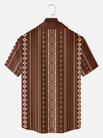 Men's Retro Diamond Stripe Short Sleeve Shirt Eleven Oasis