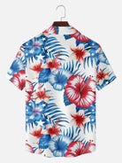 Tall Men's Patriotic Tropical Hawaiian Floral Short Sleeve Shirt Eleven Oasis