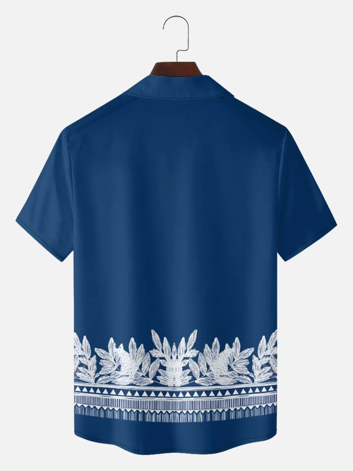 Tall Men's Blue Palm Tile Panel Short Sleeve Shirt ElevenOasis