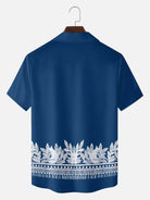 Tall Men's Blue Palm Tile Panel Short Sleeve Shirt ElevenOasis