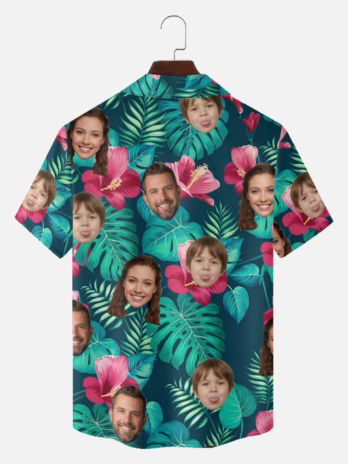 Men's Custom Tropical Face Print Short Sleeve Shirt Eleven Oasis