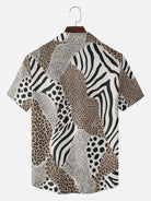 Tall Men's Mixed Animal Print Camp Collar Short Sleeve Shirt Eleven Oasis