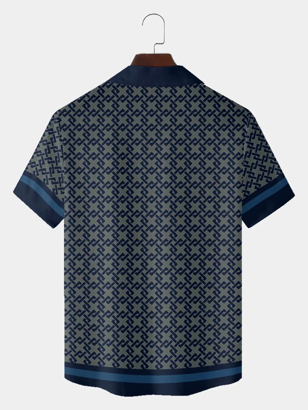 Tall Men's Lattice Pattern Bowling Short Sleeve Shirt ElevenOasis