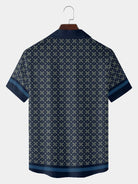 Tall Men's Lattice Pattern Bowling Short Sleeve Shirt ElevenOasis