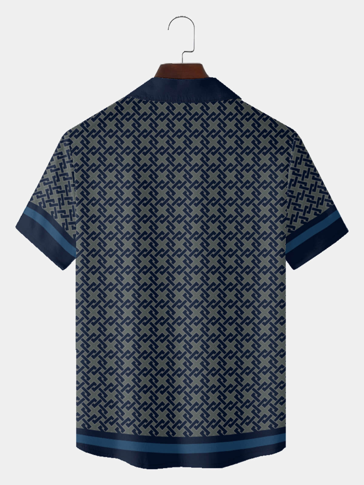 Tall Men¡¯s Lattice Pattern Bowling Short Sleeve Shirt Eleven Oasis