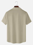 Men's Morandi Color block Panel Stripe Camp Collar Short Sleeve Shirt ElevenOasis
