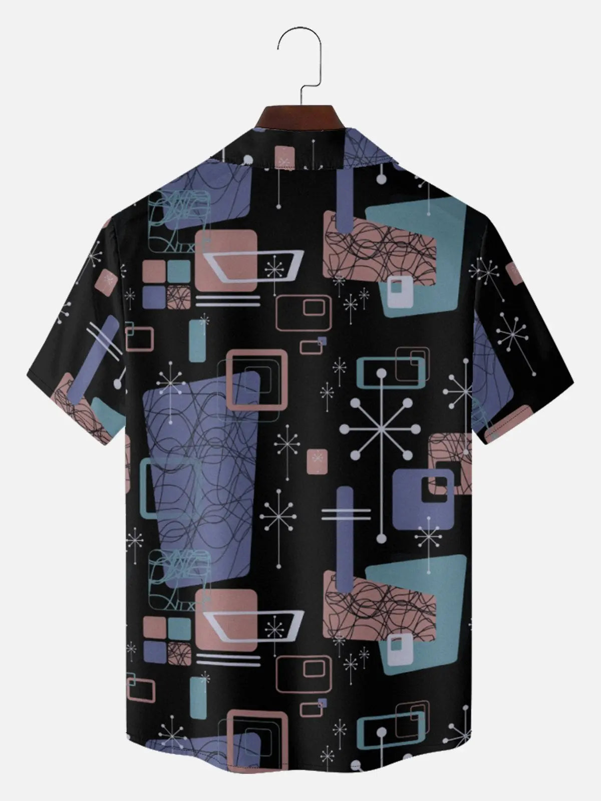 Men's Mid-Century Atomic Mixed Pattern Short Sleeve Shirt ElevenOasis