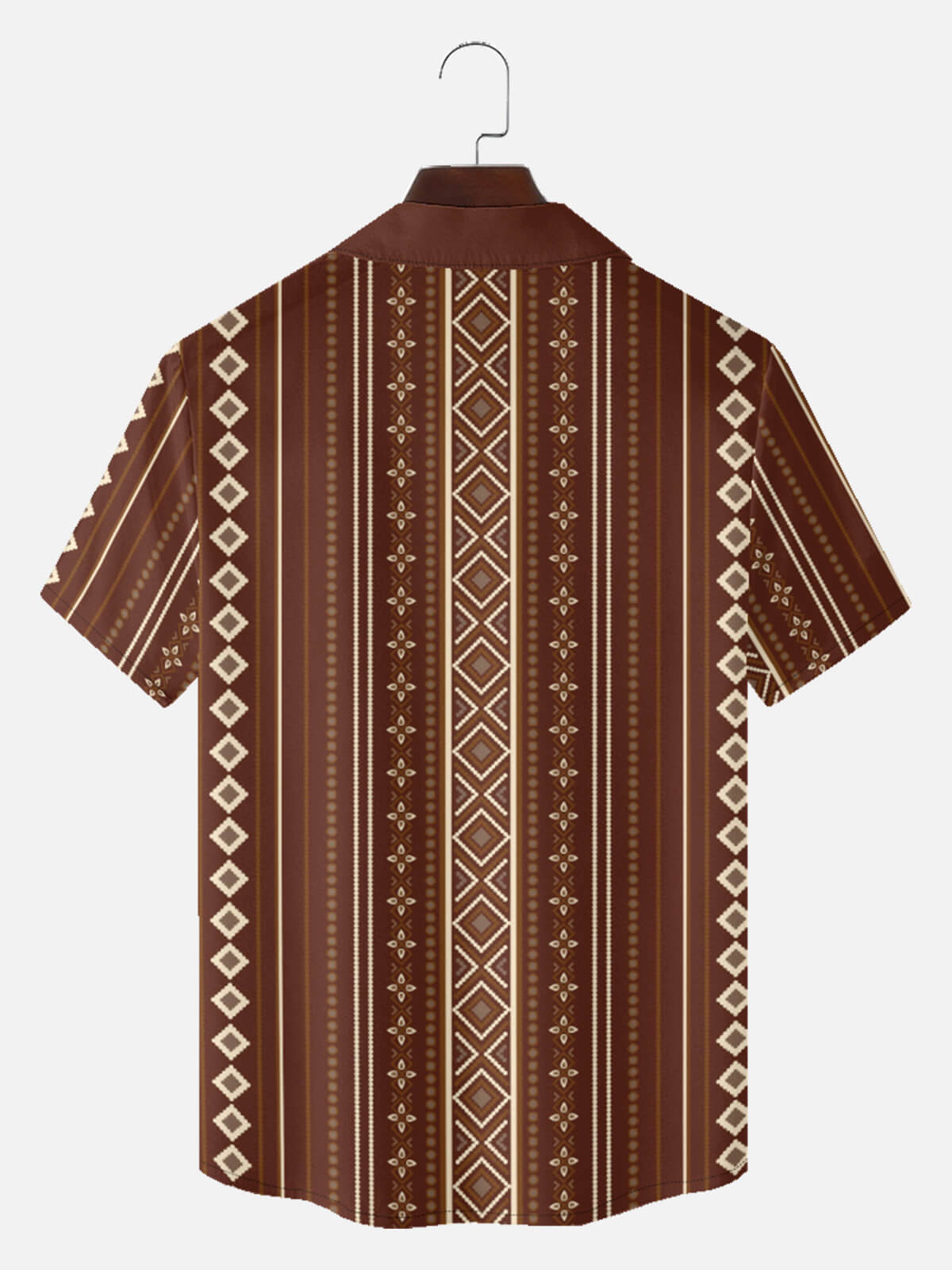 Tall Men's Retro Diamond Stripe Short Sleeve Shirt Eleven Oasis