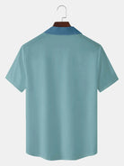 Men's Multi-Colored Stripes Bowling Short Sleeve Shirt Eleven Oasis