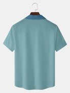 Tall Men's Multi-Colored Stripes Bowling Short Sleeve Shirt Eleven Oasis