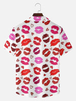 Men's Love Kiss Print Short Sleeve Shirt Eleven Oasis