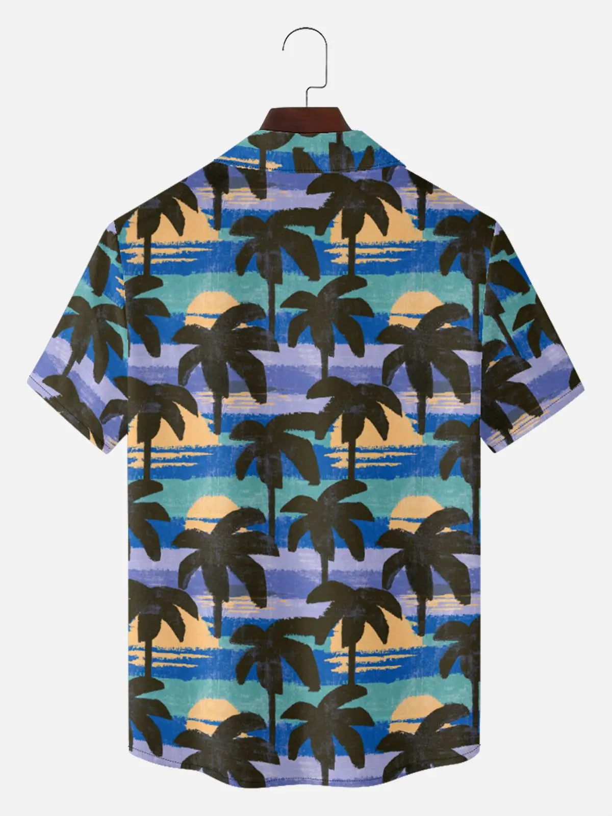 Men's Abstract Palm Sunset Camp Collar Short Sleeve Shirt Eleven Oasis