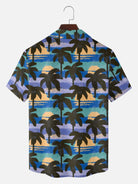 Men's Abstract Palm Sunset Camp Collar Short Sleeve Shirt Eleven Oasis