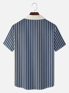 Tall Men's Custom Vintage Stripe Bowling Short Sleeve Shirt Eleven Oasis