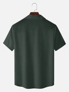 Men's Leopard Print Panel Camp Collar Bowling Short Sleeve Shirt ElevenOasis