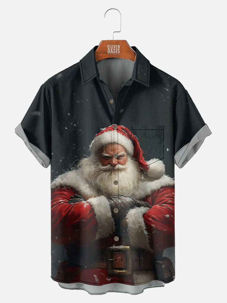 Tough Santa Standing Strong Short Sleeve Shirt, mens short sleeve shirts?¡§o?big and tall mens shirts?¡§o?short sleeve shirts for men?¡§o?mens 4xl shirts?¡§o?casual short sleeve shirts