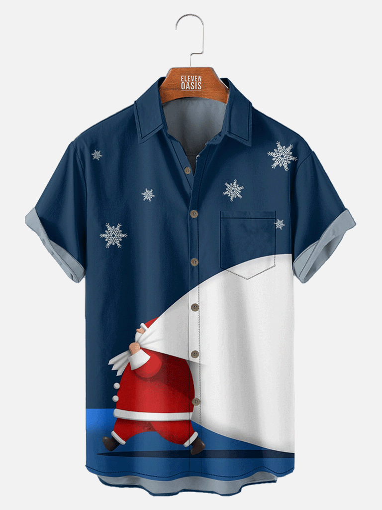 Santa with Big Sack of Presents Short Sleeve Shirt, mens short sleeve shirts?¡§o?big and tall mens shirts?¡§o?short sleeve shirts for men?¡§o?mens 4xl shirts?¡§o?casual short sleeve shirts
