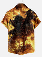 Tall Men's Flaming Rider Halloween Short Sleeve Shirt Eleven Oasis