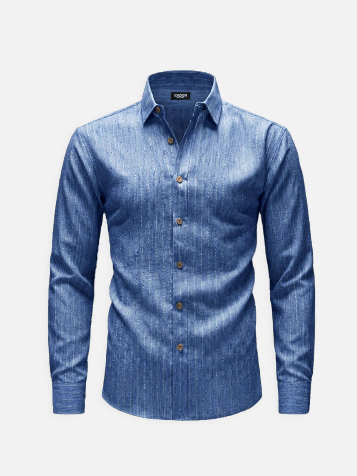 Men's Subtle Sheen Striped Long Sleeve Shirt ElevenOasis