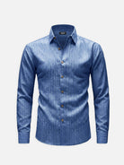 Men's Subtle Sheen Striped Long Sleeve Shirt ElevenOasis