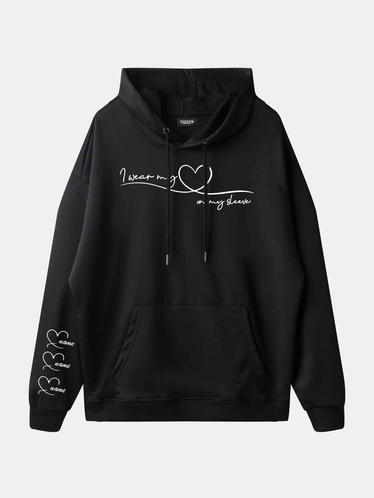 Custom Heart Sleeve Hoodie Eleven Oasis