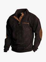 Men's Cord Texture Button Mock Neck Pullover Eleven Oasis