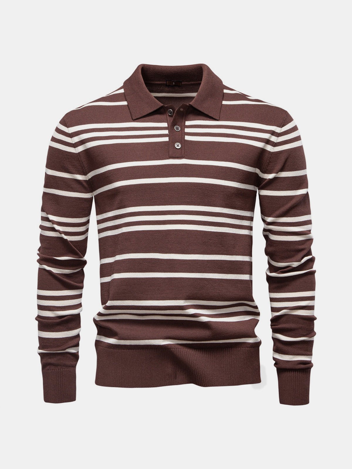 Men's Striped Knit Long Sleeve Polo Eleven Oasis