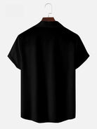 Tall Men's Classic Color-block Panel Stripe Camp Collar Short Sleeve Shirt Eleven Oasis