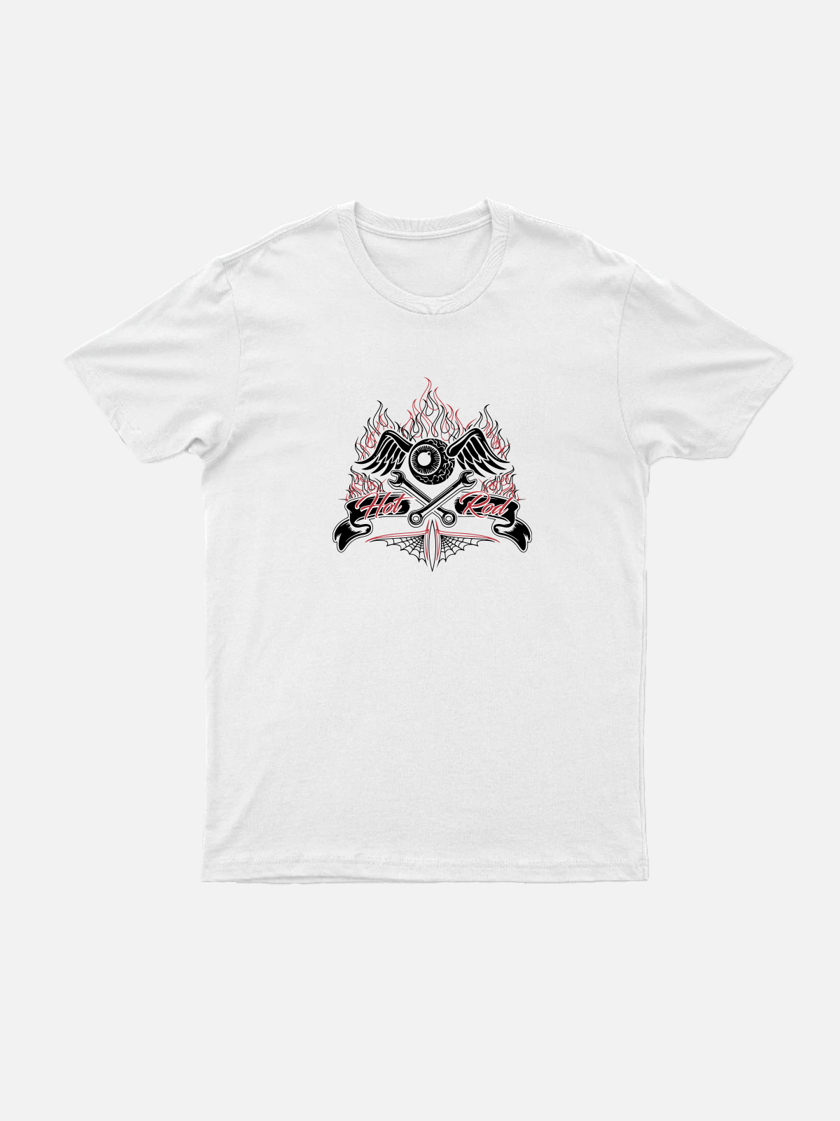 Men's Hot Rod  Basic Cotton Round Neck Short Sleeve T-Shirt Vintage-inspired Line Art Eleven Oasis