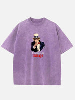 Uncle Sam I Want You to BBQ Acid Wash Cotton T-Shirt Eleven Oasis