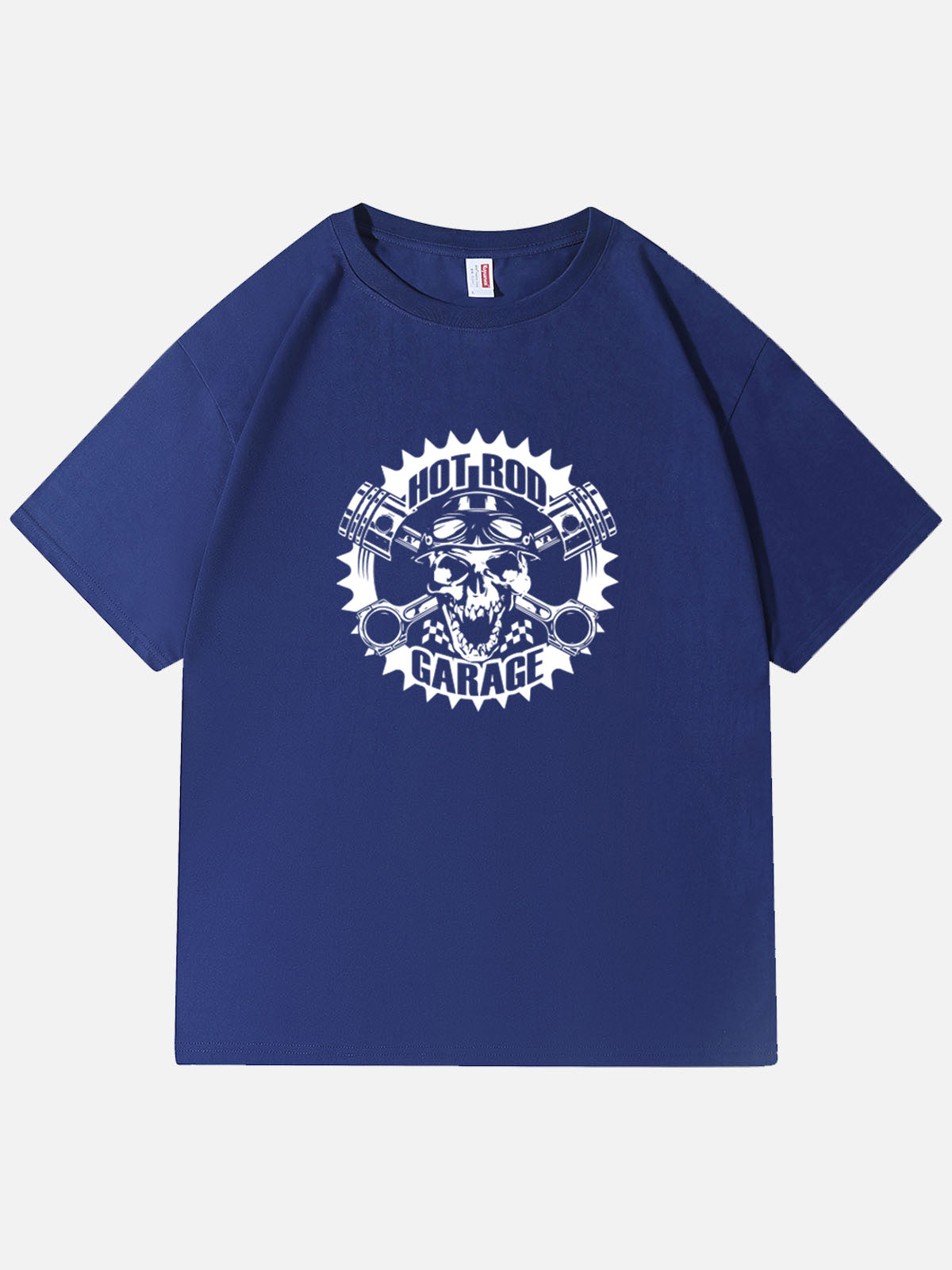 Hot Rod Garage Skull Piston Cotton T-Shirt Eleven Oasis
