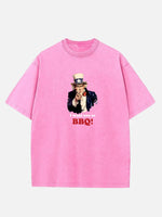 Uncle Sam I Want You to BBQ Acid Wash Cotton T-Shirt Eleven Oasis