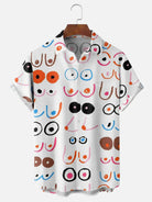 Men's Artistically Hand-drawn Breasts Short Sleeve Casual ShirtMens short sleeve shirts Big and tall Mens shirts Short sleeve shirts for men Mens 4xl shirts Casual short sleeve shirts