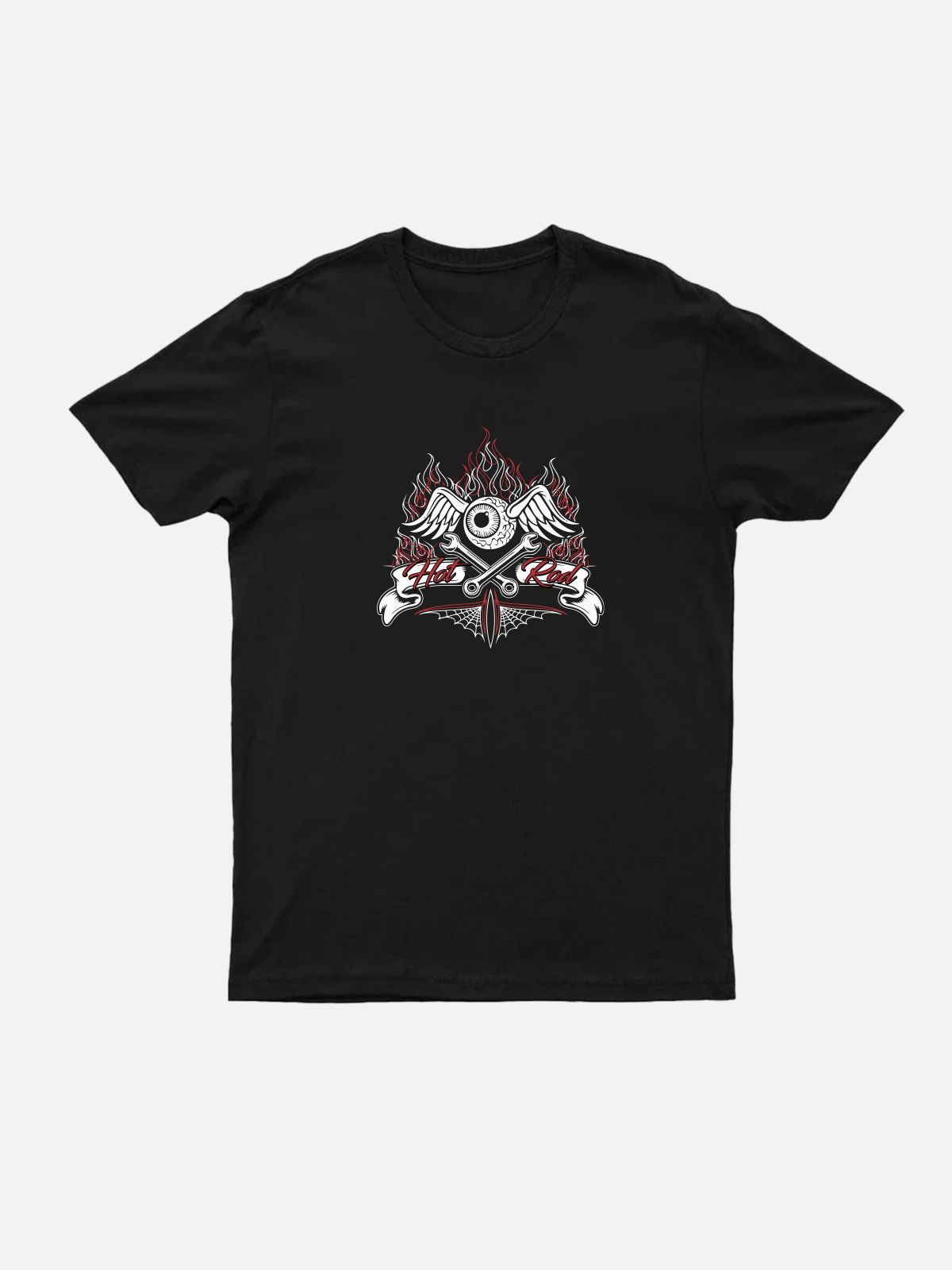 Men's Hot Rod  Basic Cotton Round Neck Short Sleeve T-Shirt Vintage-inspired Line Art Eleven Oasis