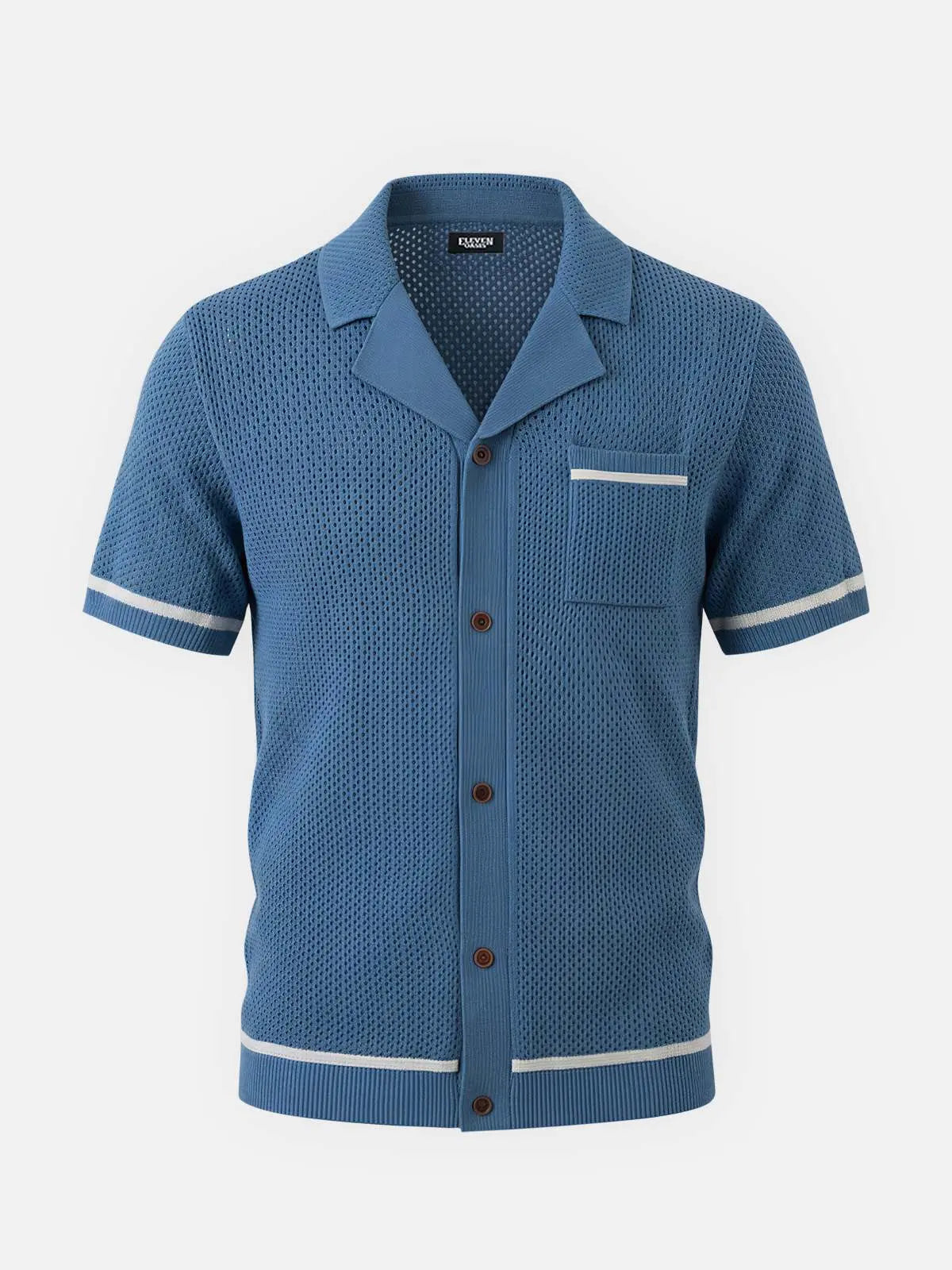 Men's Open Knit Resort Short Sleeve Shirt Eleven Oasis