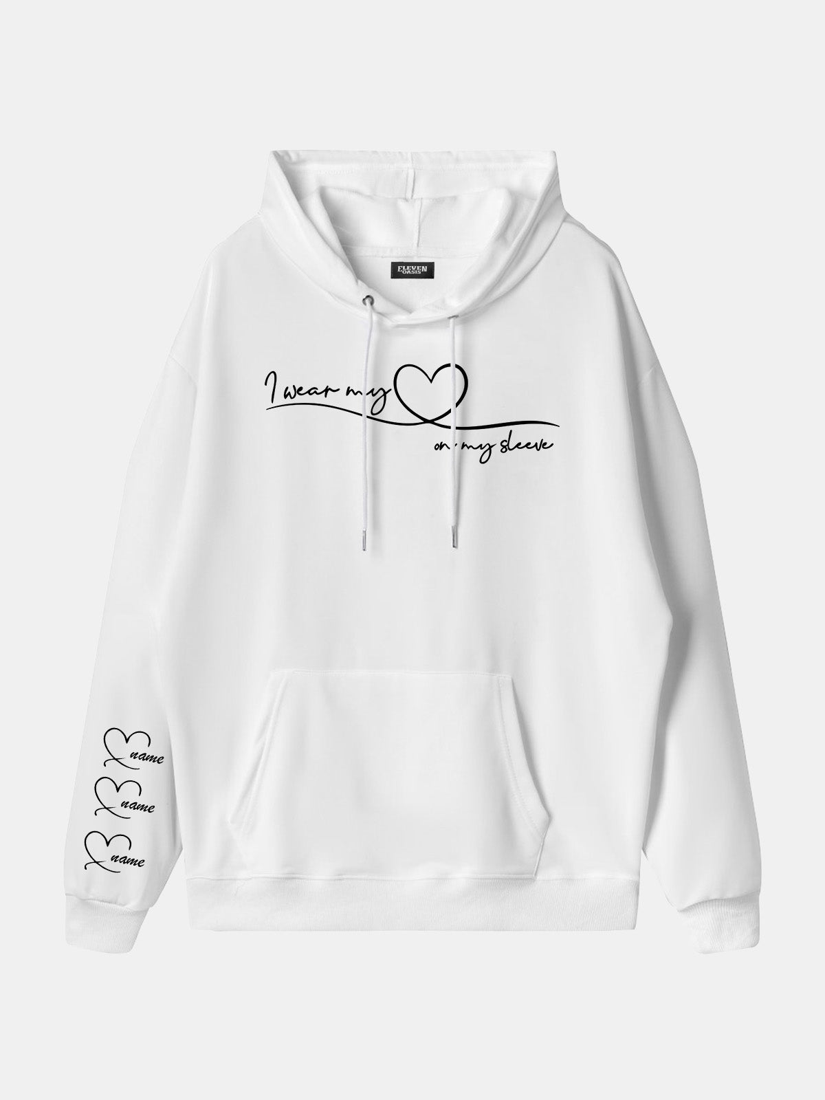 Custom Heart Sleeve Hoodie Eleven Oasis